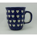 Bunzlauer Keramik Tasse MARS, Becher - blau/weiß - 0,3 Liter, (K081-SEM), Herzen