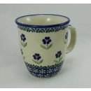Bunzlauer Keramik Tasse MARS, Becher - blau/wei&szlig; - Blumen- 0,3 Liter, (K081-ASS)