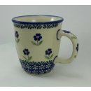 Bunzlauer Keramik Tasse MARS, Becher - blau/wei&szlig; - Blumen- 0,3 Liter, (K081-ASS)