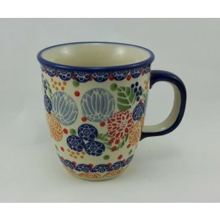 Bunzlauer Keramik Tasse MARS Becher 0,3 Liter, K081-10 blau/weiß/rot 