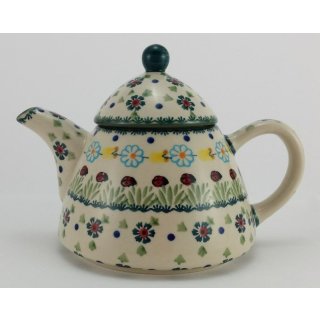 Bunzlauer Keramik Teekanne spitz, Kanne für 0,9Ltr. Tee Marienkäfer (C005-IF45)