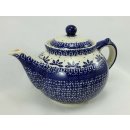 Bunzlauer Keramik Teekanne, Kanne für 1,3Liter Tee, blau/weiß (C017-WA)