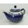 Bunzlauer Keramik Teekanne, Kanne f&uuml;r 1,3Liter Tee, blau/wei&szlig; (C017-WA)