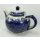 Bunzlauer Keramik Teekanne, Kanne f&uuml;r 1,3Liter Tee, blau/wei&szlig; (C017-WA)