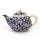 Bunzlauer Keramik Teekanne, Kanne für 1,3Liter Tee, blau/weiß, UNIKAT (C017-602A