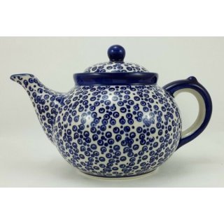 Bunzlauer Keramik Teekanne, Kanne für 1,3Liter Tee, blaue Punkte (C017-MAGD)
