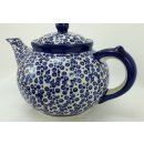 Bunzlauer Keramik Teekanne, Kanne für 1,3Liter Tee, blaue Punkte (C017-MAGD)