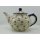 Bunzlauer Keramik Teekanne, Kanne für 1,3Ltr. Tee, Blumen, rot/weiß (C017-AC61)