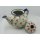 Bunzlauer Keramik Teekanne, Kanne für 1,3Ltr. Tee, Blumen, rot/weiß (C017-AC61)