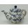Bunzlauer Keramik Teekanne, Kanne für 1,3Ltr. Tee, Blumen, blau/weiß (C017-LISK)