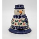 Bunzlauer Keramik Teelicht-Schneemann, Leuchtfigur Weihnachten, Deko (L026-NOS2)