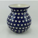 Bunzlauer Keramik Vase, Kugelvase, Blumen, Herzen, (W003-SEM)