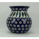 Bunzlauer Keramik Vase, Kugelvase, Blumen, Pfauenauge, Höhe=15cm (W003-54)