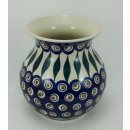 Bunzlauer Keramik Vase, Kugelvase, Blumen, Pfauenauge, Höhe=15cm (W003-54)