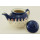 Bunzlauer Keramik Teekanne, Kanne für 1,3Liter Tee, blau/weiß, (C017-CHDK)