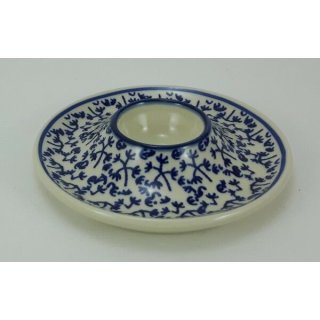 Bunzlauer Keramik Eierbecher mit Teller, (J051-P364) blau/weiß