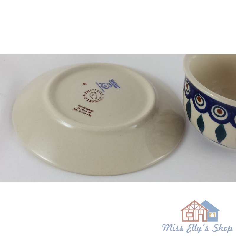 F036-54 blau//weiß 0,3Liter Bunzlauer Keramik Tasse mit Unterteller