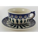 Bunzlauer Keramik Tasse mit Unterteller (F036-54),...