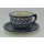 Bunzlauer Keramik Tasse mit Unterteller (F036-P364), blau/weiß 0,3Liter