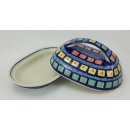Bunzlauer Keramik Butterdose  für 250g Butter, blau/weiß/grün/rot (M077-10)