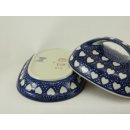 Bunzlauer Keramik Butterdose  für 250g Butter, blau/weiß, Herzen (M077-SEM)