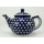 B-Ware Bunzlauer Keramik Teekanne, Kanne für 1,3Liter Tee, blau/weiß, Punkte (C017-70A)-b
