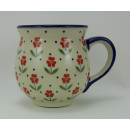 B-Ware Bunzlauer Keramik Tasse BÖHMISCH  - rot/weiß/grün - 0,45 Liter, (K068-AC61)