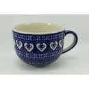 B-Ware Bunzlauer Keramik Tasse Cappuccino, Milchcafe - Herzen - 0,45 Liter, (F044-DSS)