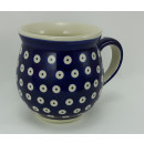B-Ware Bunzlauer Keramik Tasse BÖHMISCH  - Punkte - blau/weiß - 0,45 Liter, (K068-70A)