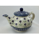 B-Ware Bunzlauer Keramik Teekanne, Kanne für 1,3Liter Tee, (C017-ASS), Blumen