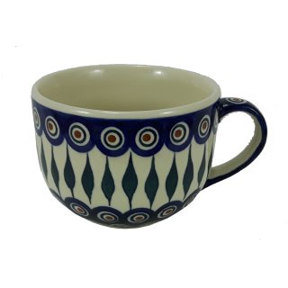 Milchcafe Bunzlauer Keramik Tasse Cafe Latte 0,45 Liter, Herzen F044-DSS 