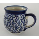B-Ware Bunzlauer Keramik Tasse BÖHMISCH  - Punkte - blau/weiß - 0,45 Liter, (K068-MAGD)