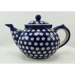 Tee Kanne für 1,3Ltr Herzen blau/weiß C017-DSS Bunzlauer Keramik Teekanne 