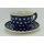 B-Ware Bunzlauer Keramik Tasse mit Unterteller (F036-70A) Pünktchen, blau/weiß 0,25Liter