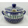 B-Ware Bunzlauer Keramik Suppenterrine mit Deckel, 3,5Ltr, Punkte, blau/weiß (W004-54)