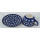 B-Ware Bunzlauer Keramik Tasse mit Unterteller (F036-SEM), Herzen, blau/weiß 0,3Liter
