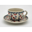 Bunzlauer Keramik Tasse mit Unterteller, Tee, Kaffee...