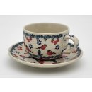 Bunzlauer Keramik Tasse mit Unterteller, Tee, Kaffee...