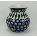 B-Ware Bunzlauer Keramik Vase, Kugelvase, Blumen, Pfauenauge, Höhe=15cm (W003-54)