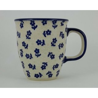 B-Ware Bunzlauer Keramik Tasse MARS - blau/weiß - 0,3 Liter, Blumen, UNIKAT (K081-ASBS)