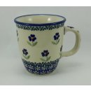 B-Ware Bunzlauer Keramik Tasse MARS, Becher - blau/weiß - Blumen- 0,3 Liter, (K081-ASS)