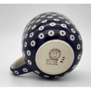 Polmedia Polish Pottery Kaffeebecher – Original Bunzlauer Keramik, 0,35 Liter, Handbemalt, Spülmaschinenfest | Rot, 1 Stück