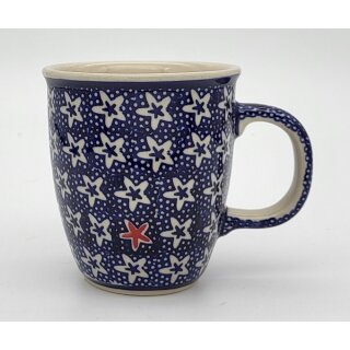 B-Ware Bunzlauer Keramik Tasse MARS - blau/weiß - 0,3 Liter, Sterne (K081-LG01)