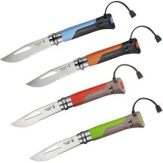 Opinel Taschenmesser No 08, OUTDOOR blau/grau, eart/rot, orange/grau, rostfrei
