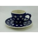 Bunzlauer Keramik Espressotasse mit Untertasse, blau/weiß, Punkte (F037-70A)