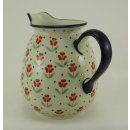 Bunzlauer Keramik Krug; Blumenvase; Milchkrug; 0,9Liter, Blumen, (D041-AC61)