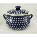 Bunzlauer Keramik Suppenterrine mit Deckel, 3,5Ltr, Punkte, blau/weiß (W004-70A)