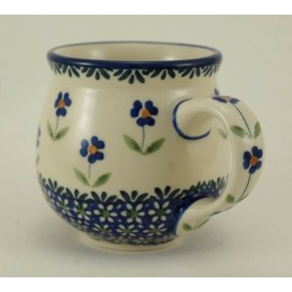 Blumen blau/weiß/rot Bunzlauer Keramik Tasse BÖHMISCH K090-AC61 0,3 Liter,