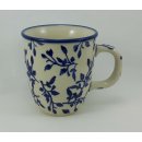 Bunzlauer Keramik Tasse MARS - Becher, blau/weiß - 0,3 Liter, Blumen (K081-LISK)