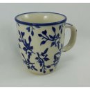 Bunzlauer Keramik Tasse MARS - Becher, blau/weiß - 0,3 Liter, Blumen (K081-LISK)